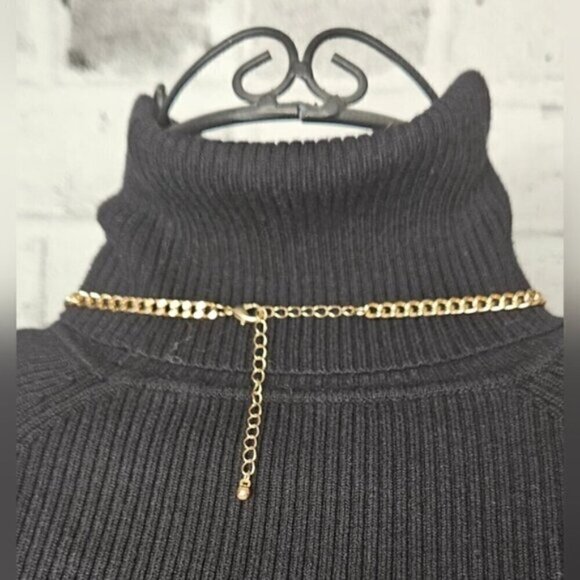 Chunky Red Black Gold Beaded Statement Necklace w/ Gold Tone Chain - Picture 5 of 6